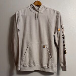 Carhartt Men's Off-White Hoodie with Logo Sleeve